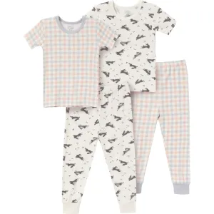 4-Piece Infant & Toddler Neutral Blue Plaid Snug Fitting Pajamas Gerber Childrenswea