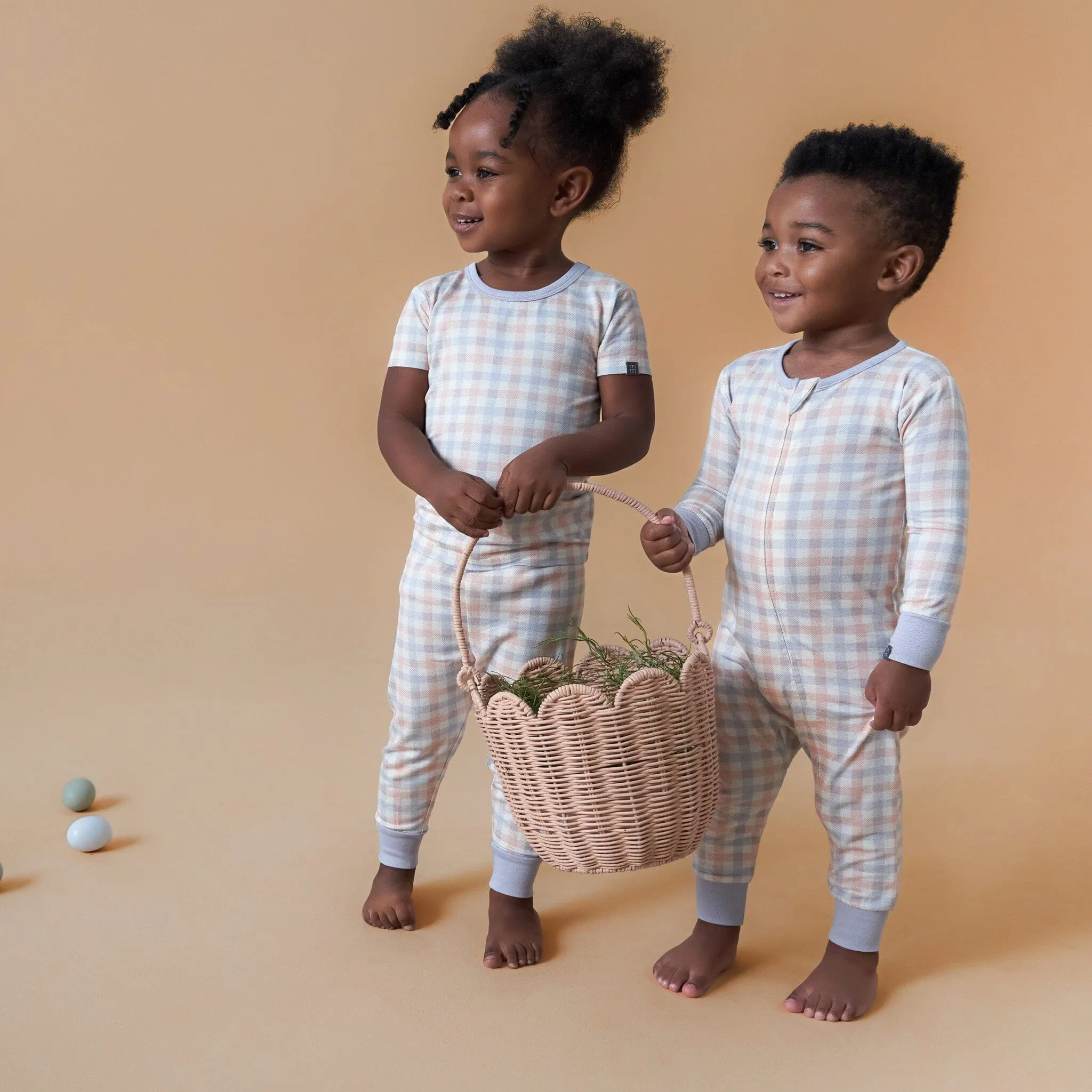 4-Piece Infant & Toddler Neutral Blue Plaid Snug Fitting Pajamas Gerber Childrenswea