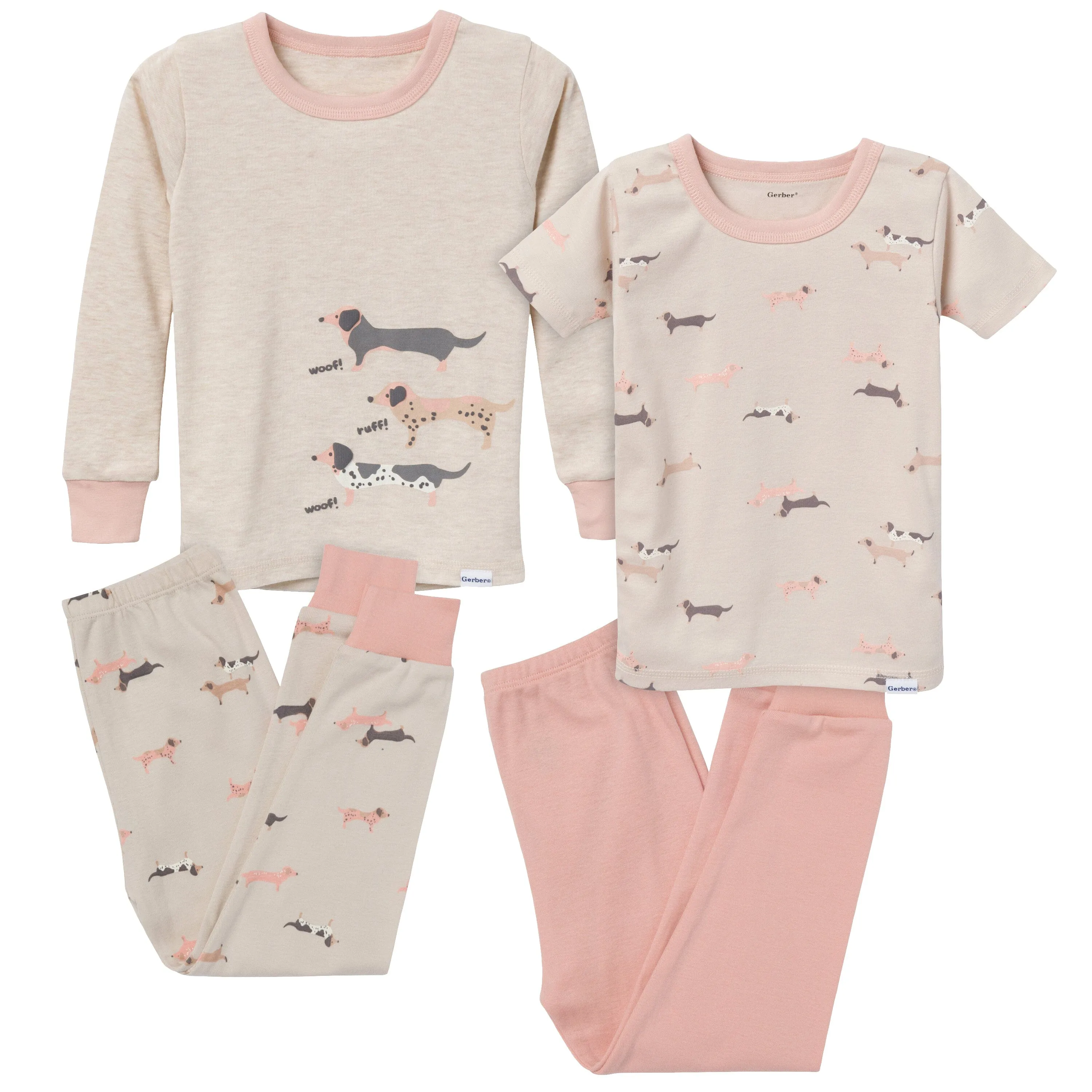 4-Piece Infant & Toddler Neutral Dog Tops and Pants Sets Gerber Childrenswea