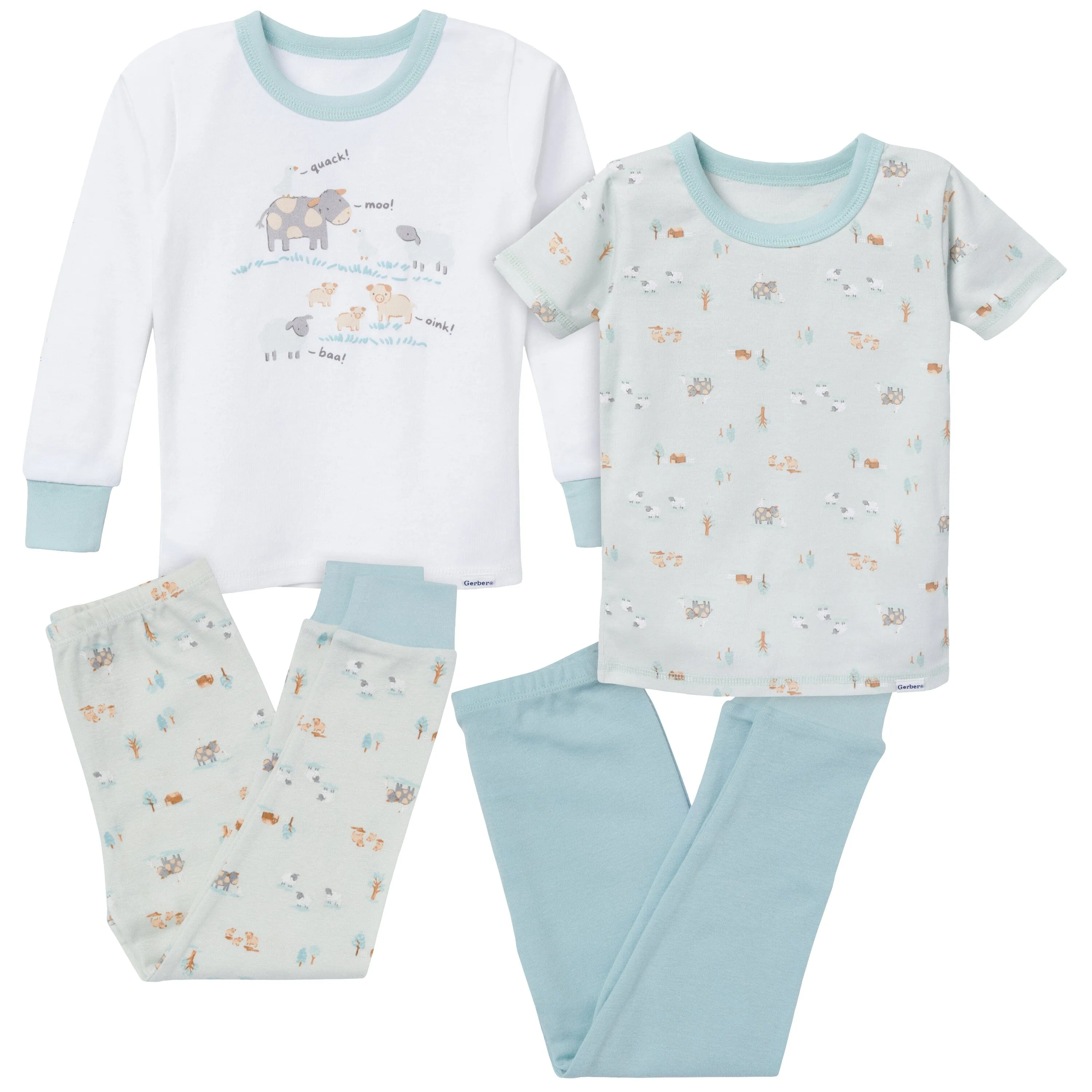4-Piece Infant & Toddler Neutral Farm Tops and Pants Sets Gerber Childrenswea