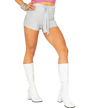 70s Le Freak Silver Sparkle Disco Womens Hotpants
