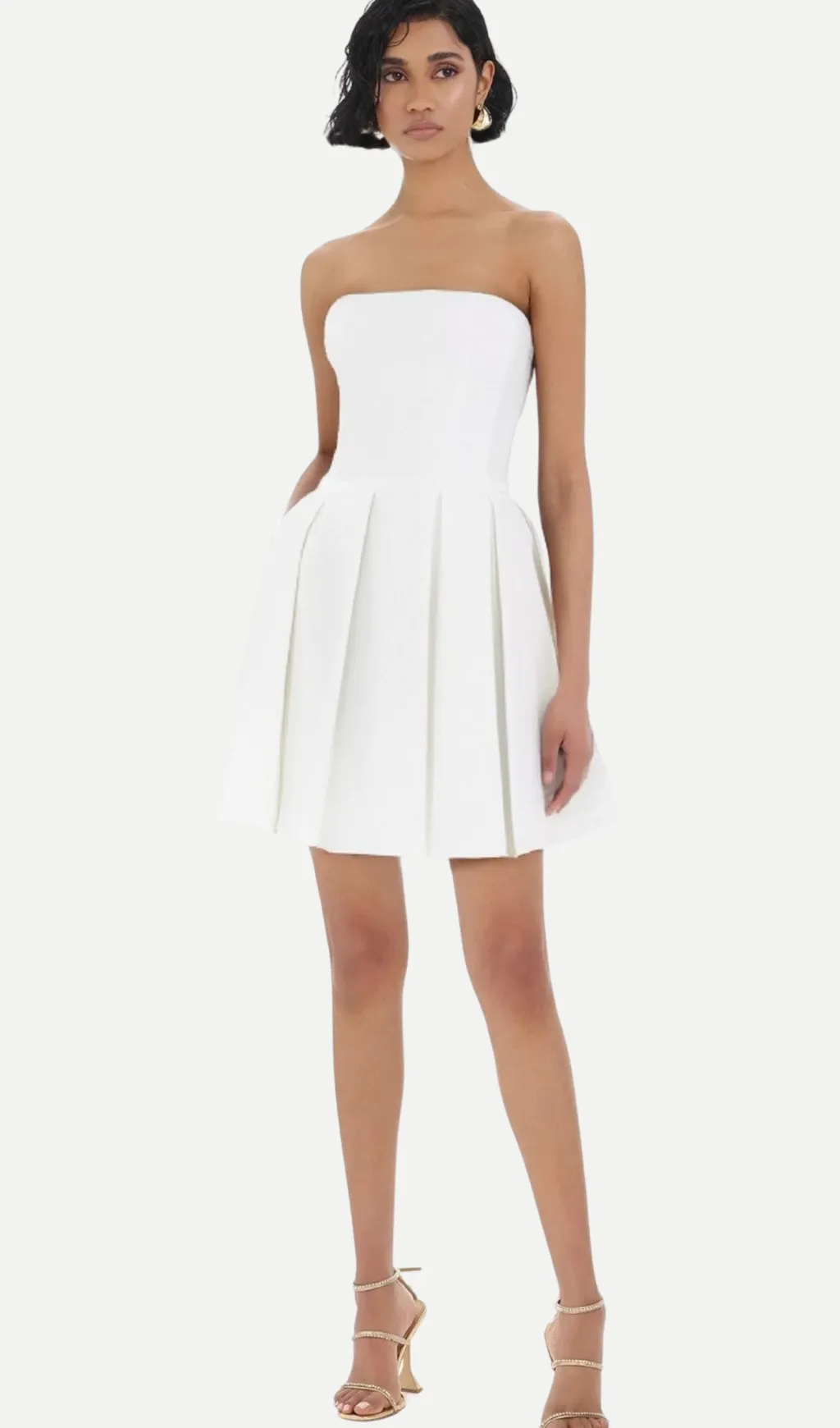 alyssa white strapless pleated mini dress Gloria Lanvin