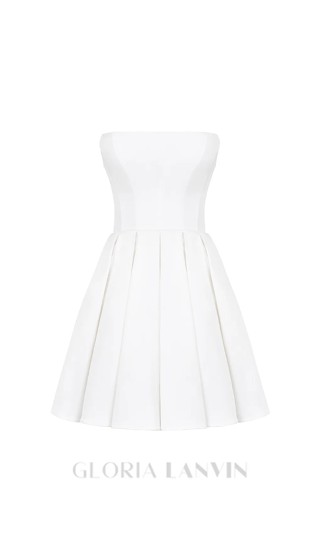 alyssa white strapless pleated mini dress Gloria Lanvin