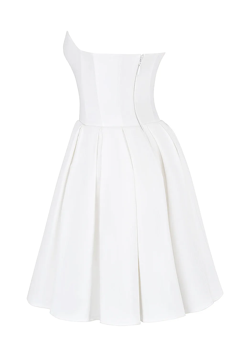 alyssa white strapless pleated mini dress Gloria Lanvin