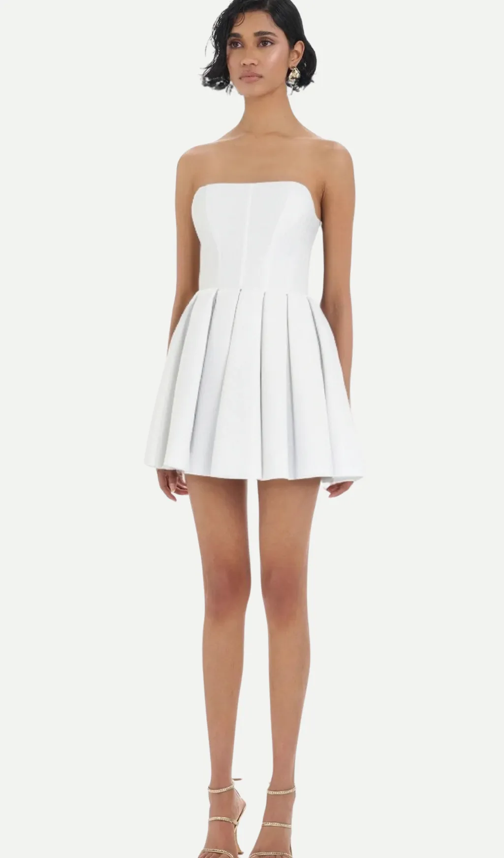 alyssa white strapless pleated mini dress Gloria Lanvin