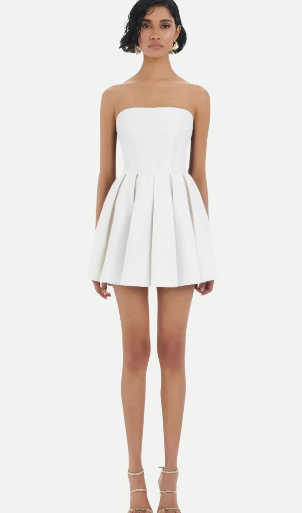 alyssa white strapless pleated mini dress Gloria Lanvin