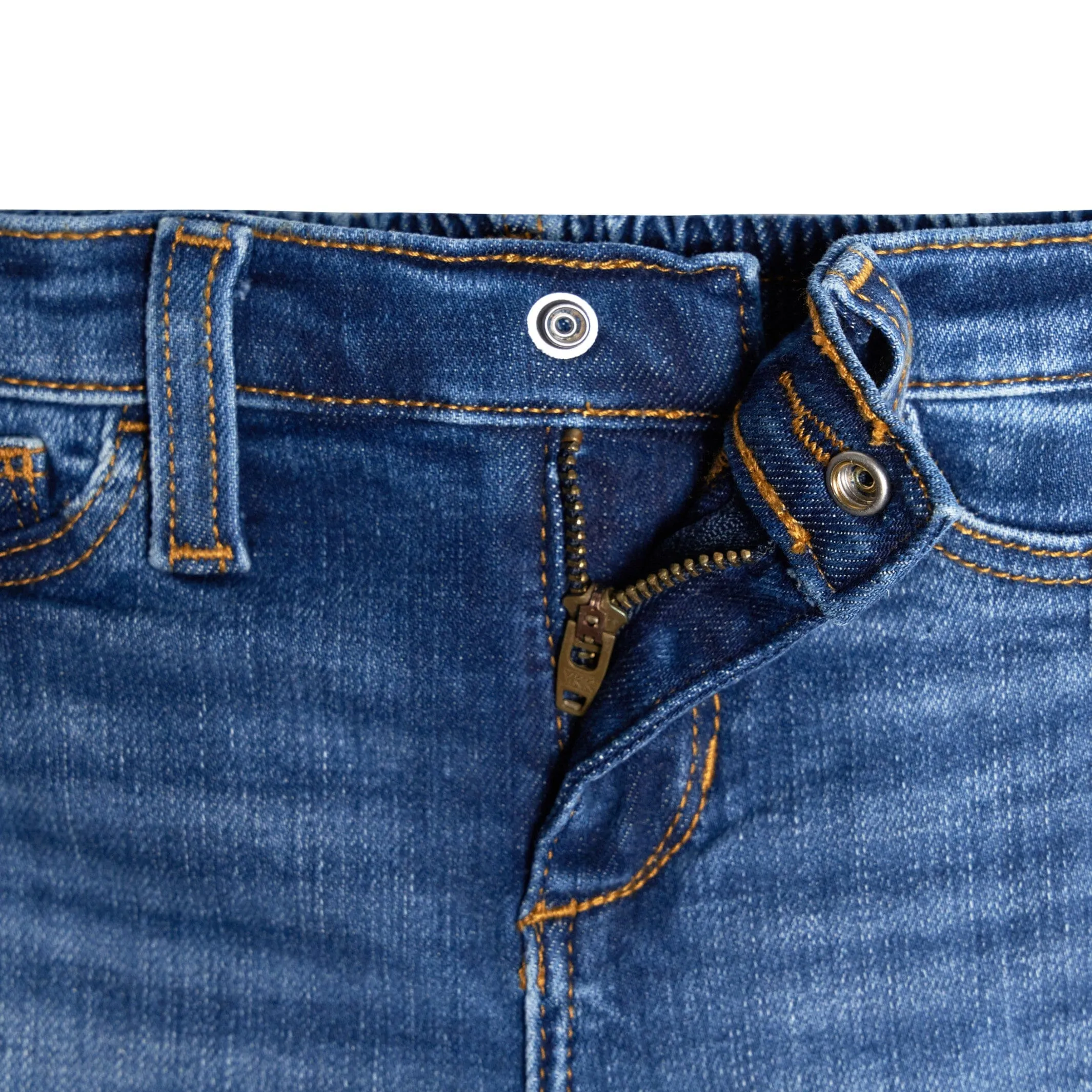 Baby Neutral Blue Straight Fit Denim Jeans With Elastic Back Gerber Childrenswea