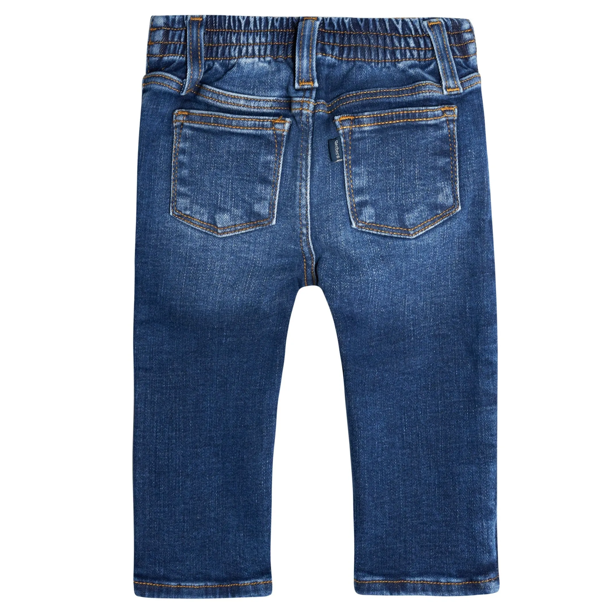 Baby Neutral Blue Straight Fit Denim Jeans With Elastic Back Gerber Childrenswea
