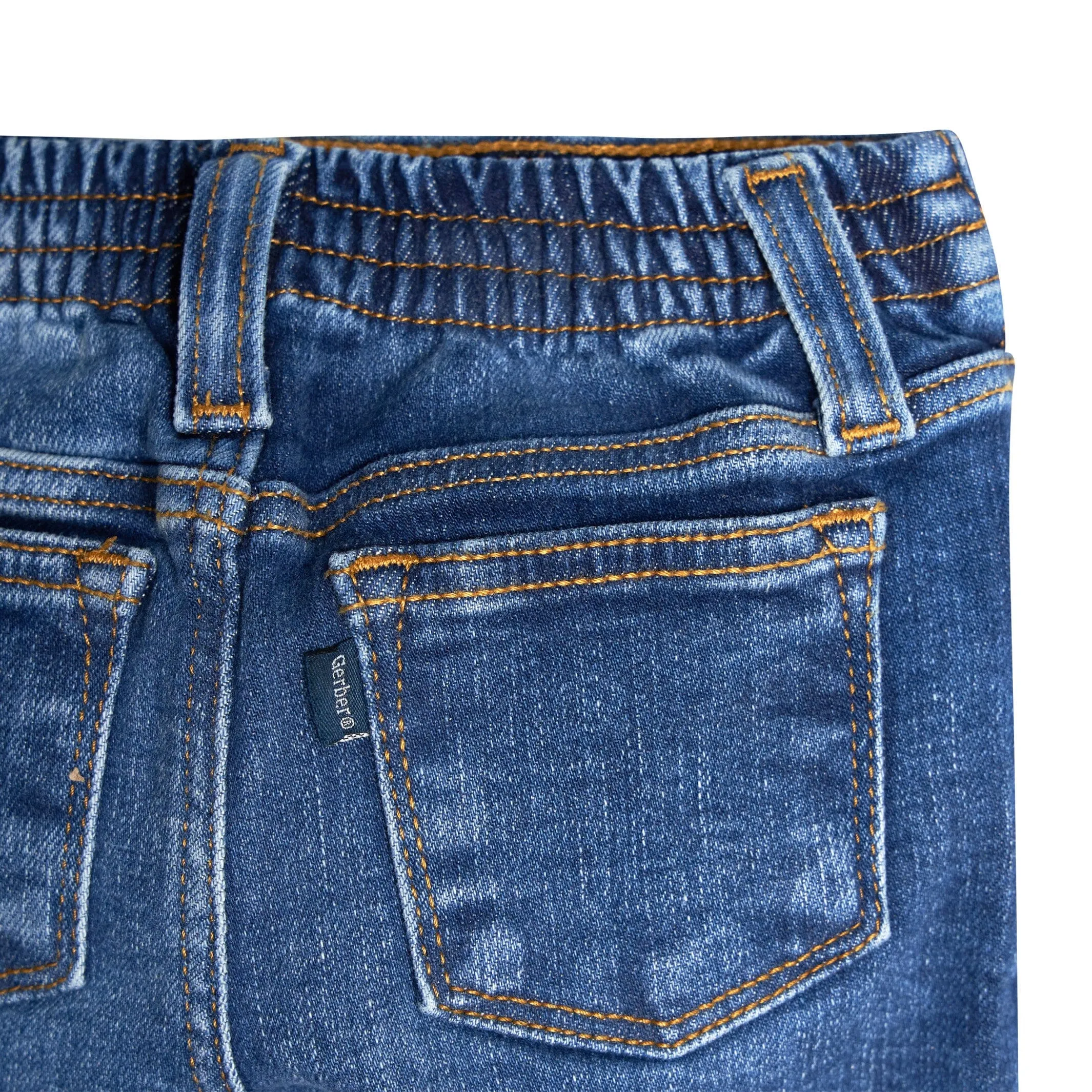 Baby Neutral Blue Straight Fit Denim Jeans With Elastic Back Gerber Childrenswea