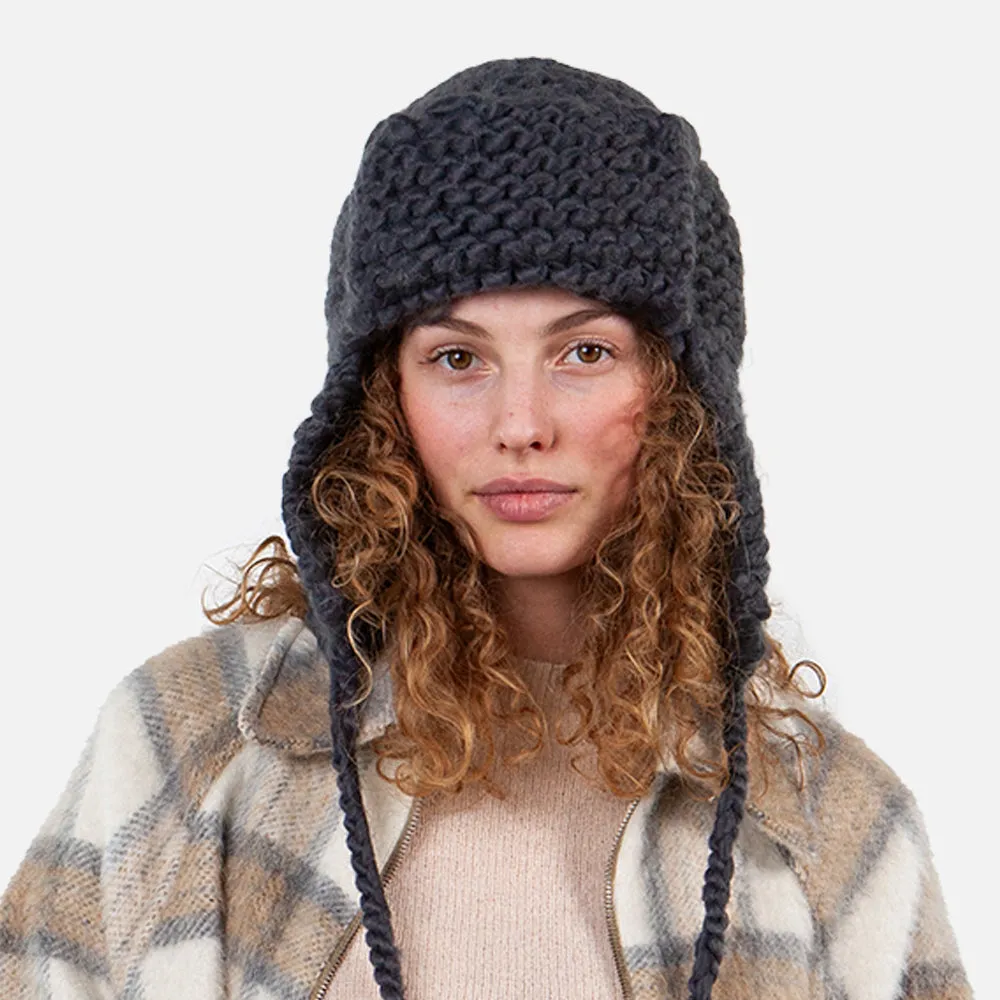 Barts Hats Brubru Handknitted Trapper Hat - Charcoal