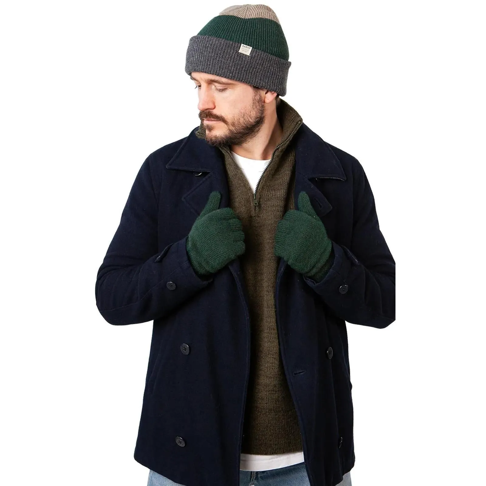 Barts Mens Haakkon Wool Fleece Lined Ribbed Cuff Gloves