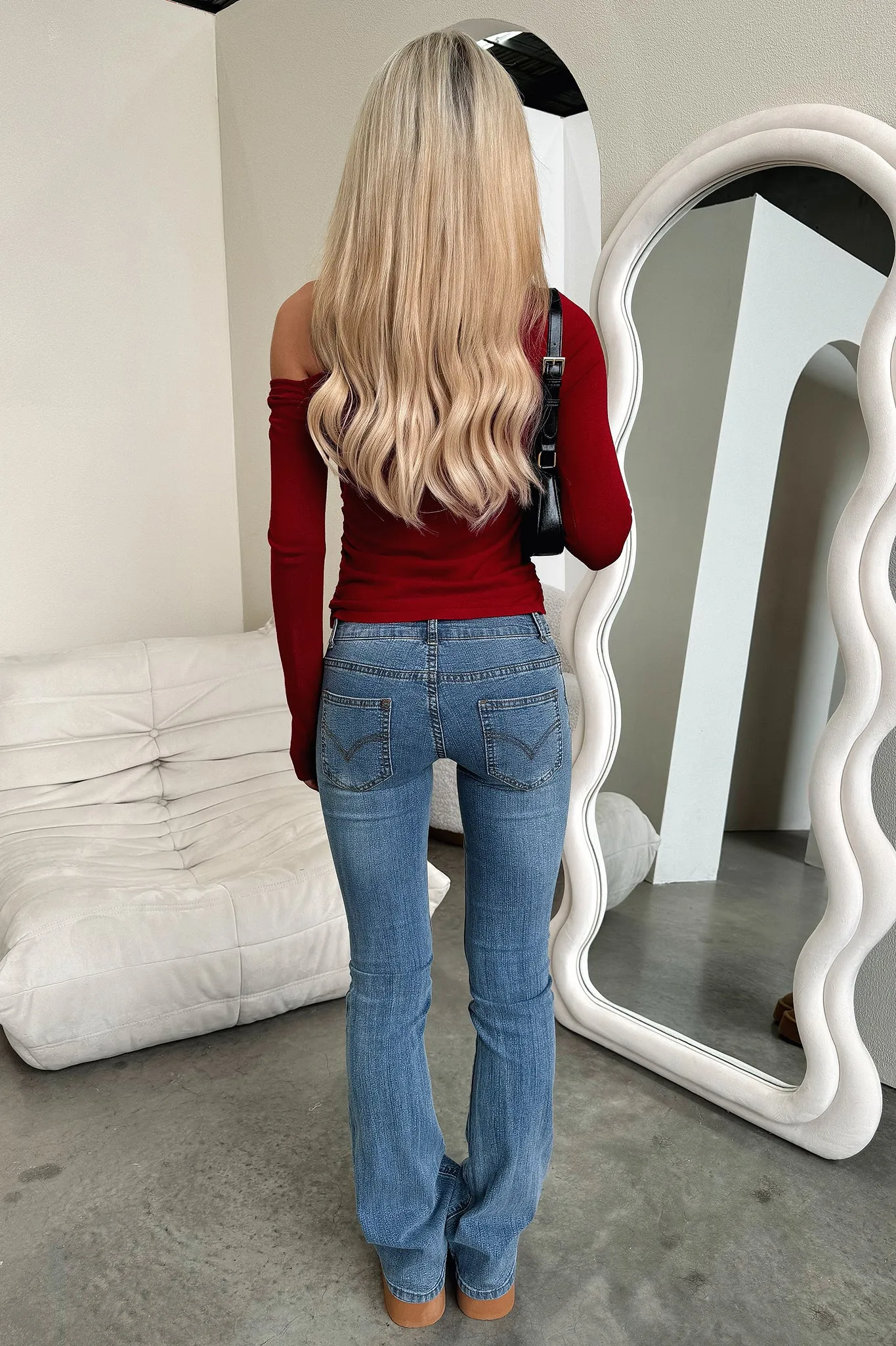 Baylee Off Shoulder Top - Burgundy