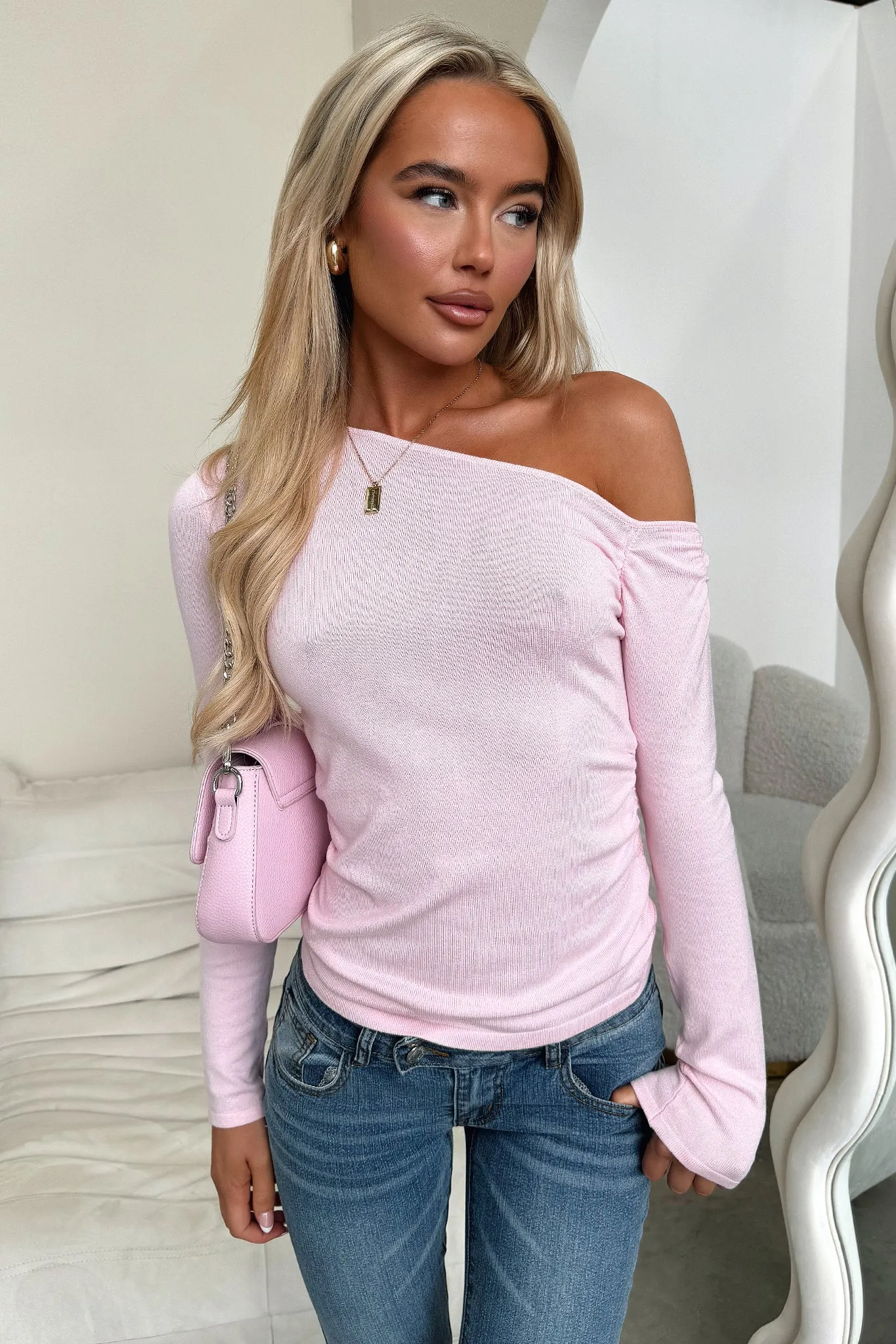 Baylee Off Shoulder Top - Pink