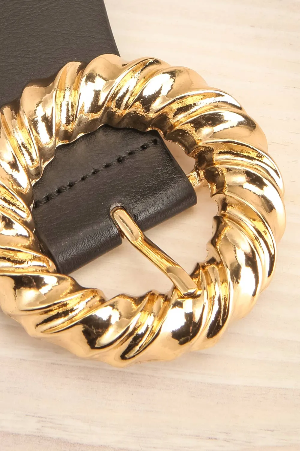 Bemaraha | Black Faux Leather Elastic Belt