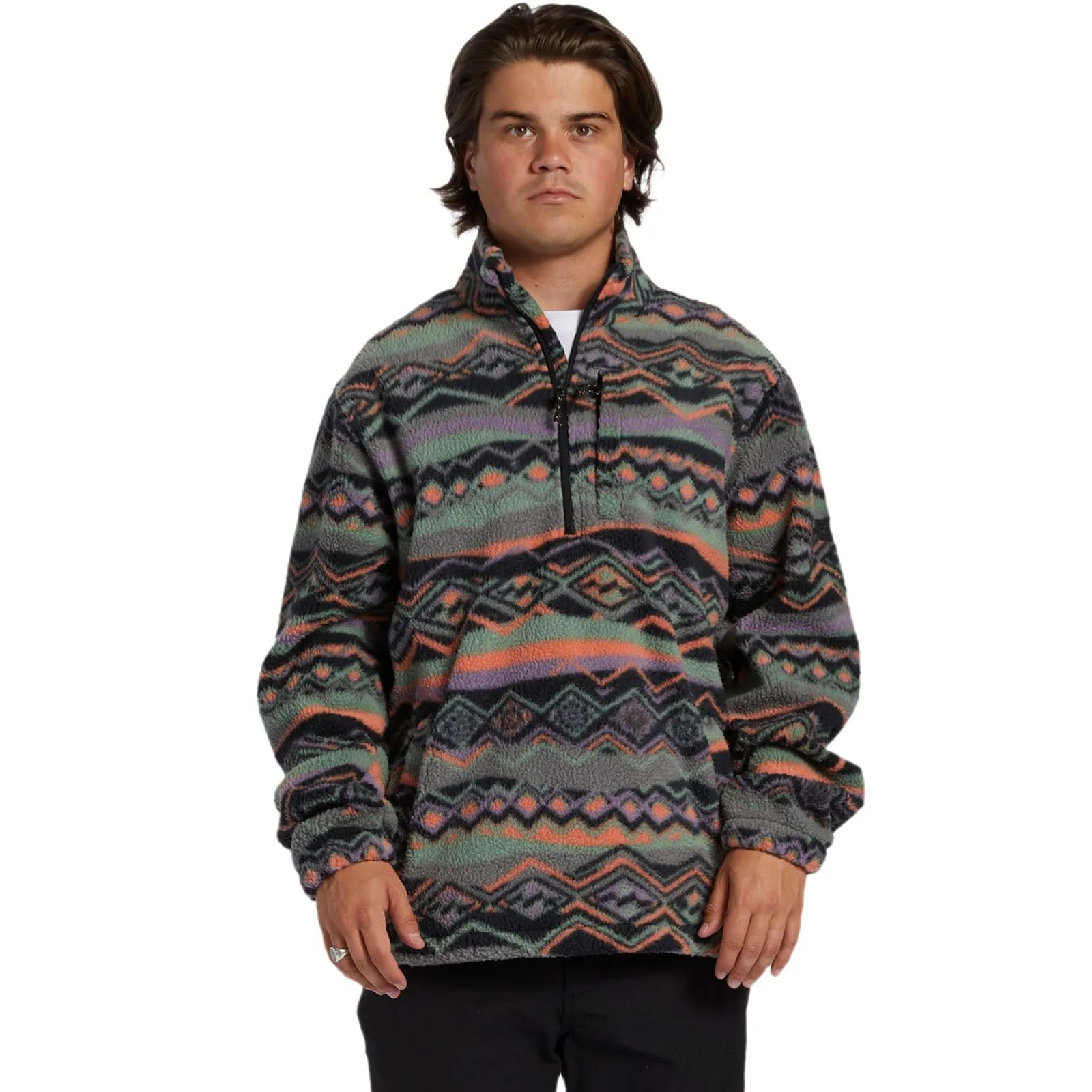 Billabong Mens Boundary Half Zip Mock Neck Fleece
