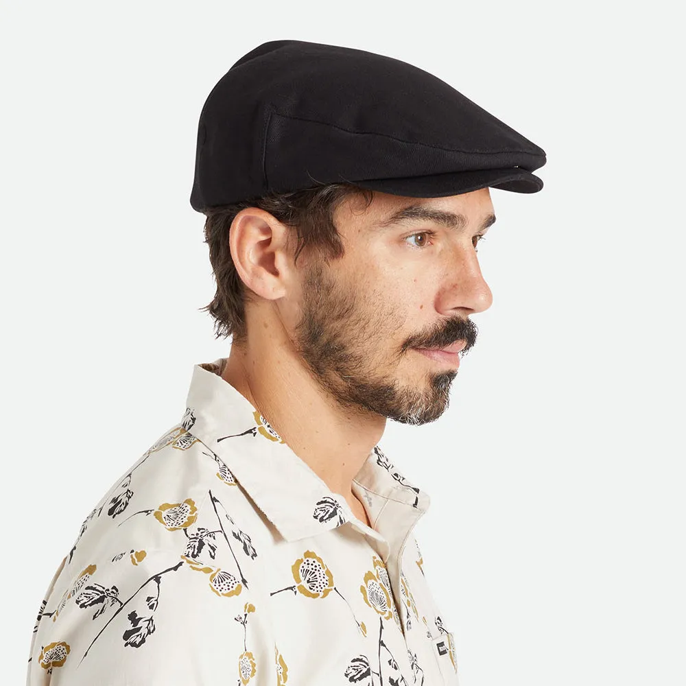 Brixton Hats Hooligan Herringbone Flat Cap - Black