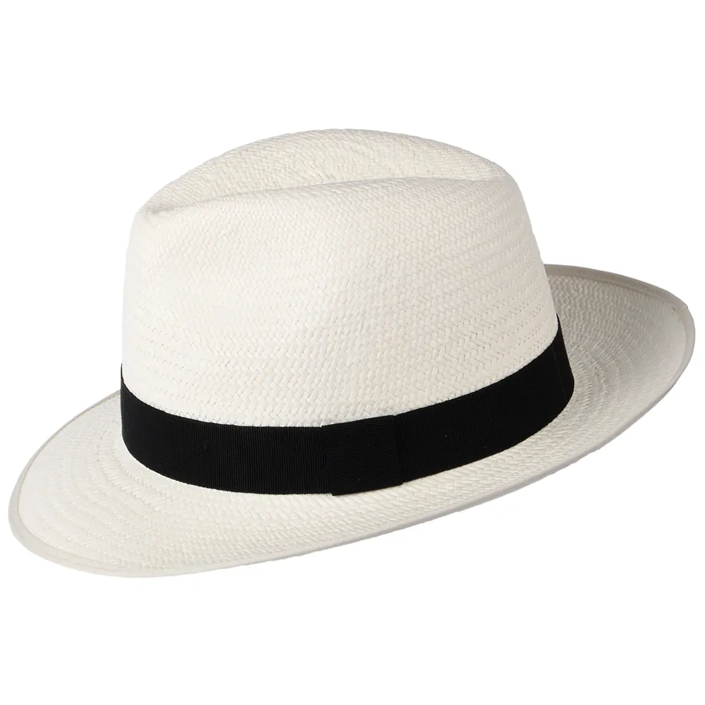 Christys Hats Bexley Panama Fedora Hat with Black Band - Bleach