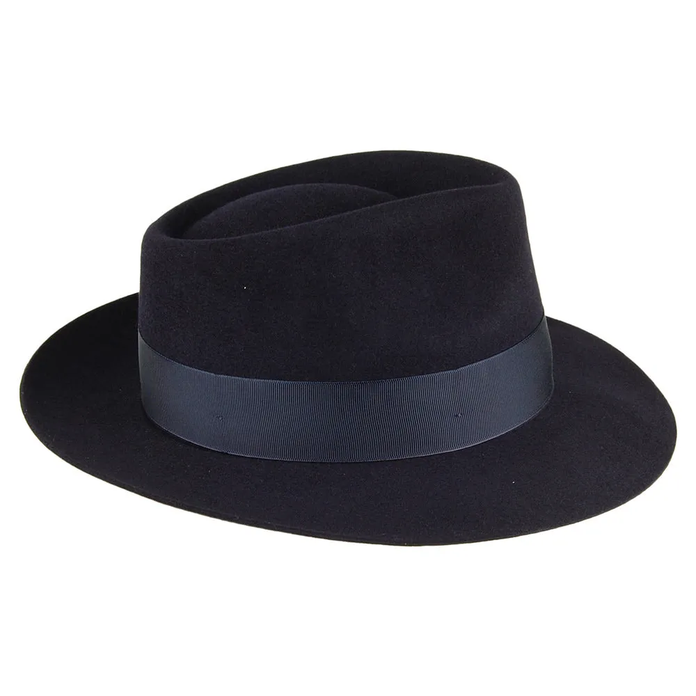 Christys Hats Casablanca Fur Felt Fedora Hat - Navy Blue