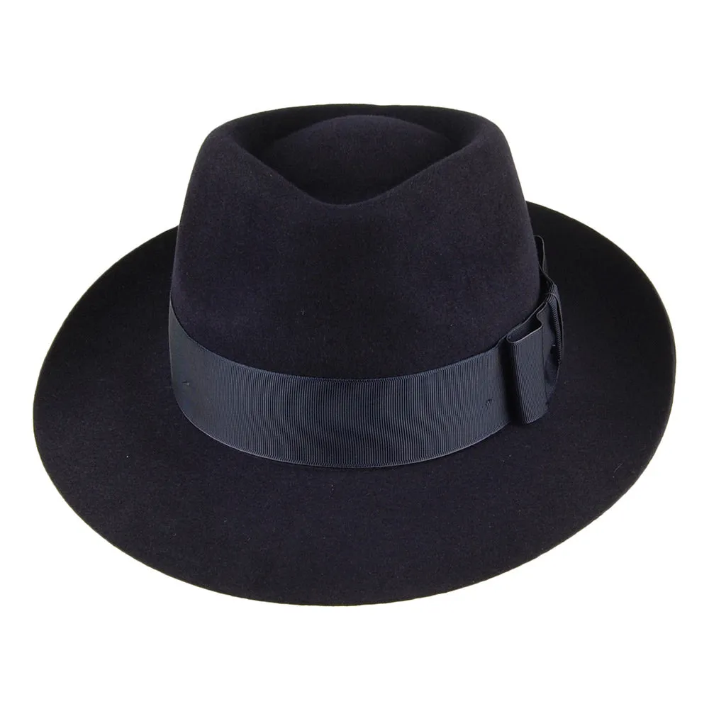 Christys Hats Casablanca Fur Felt Fedora Hat - Navy Blue