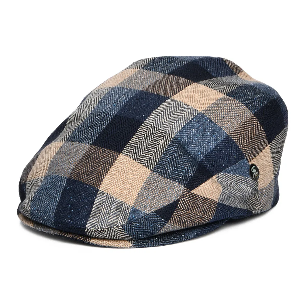 City Sport Patchwork Silk-Cotton Summer Flat Cap - Blue-Multi