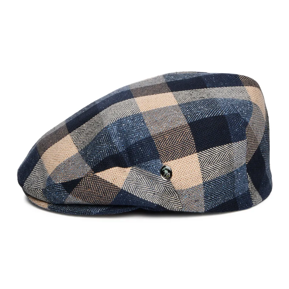 City Sport Patchwork Silk-Cotton Summer Flat Cap - Blue-Multi
