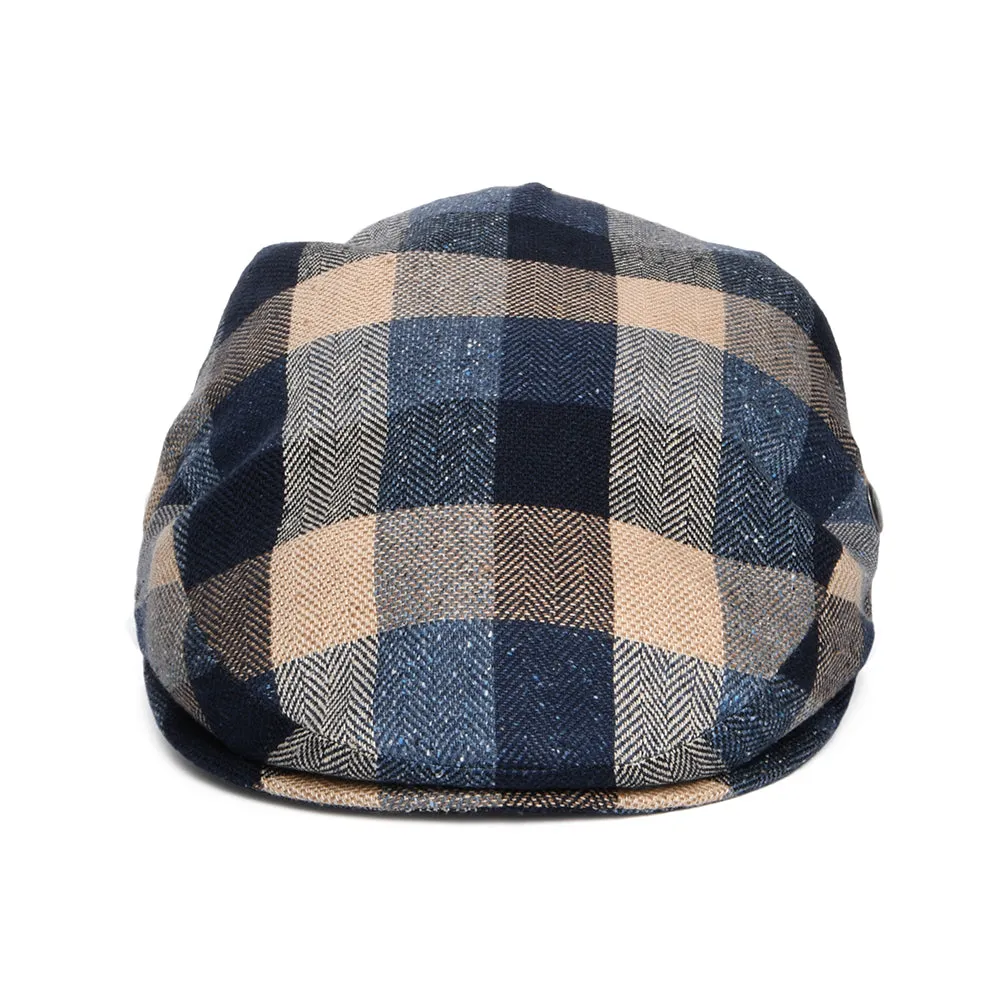 City Sport Patchwork Silk-Cotton Summer Flat Cap - Blue-Multi