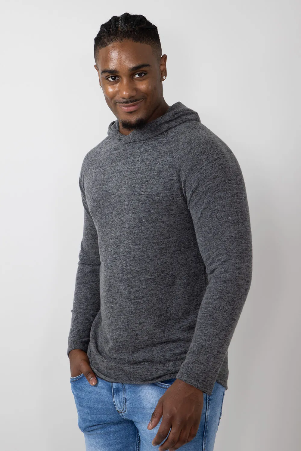Civil Society Deswell Hooded Hacci Knit Shirt for Men in Dark Charcoal | MCLT-1421 DKCHAR