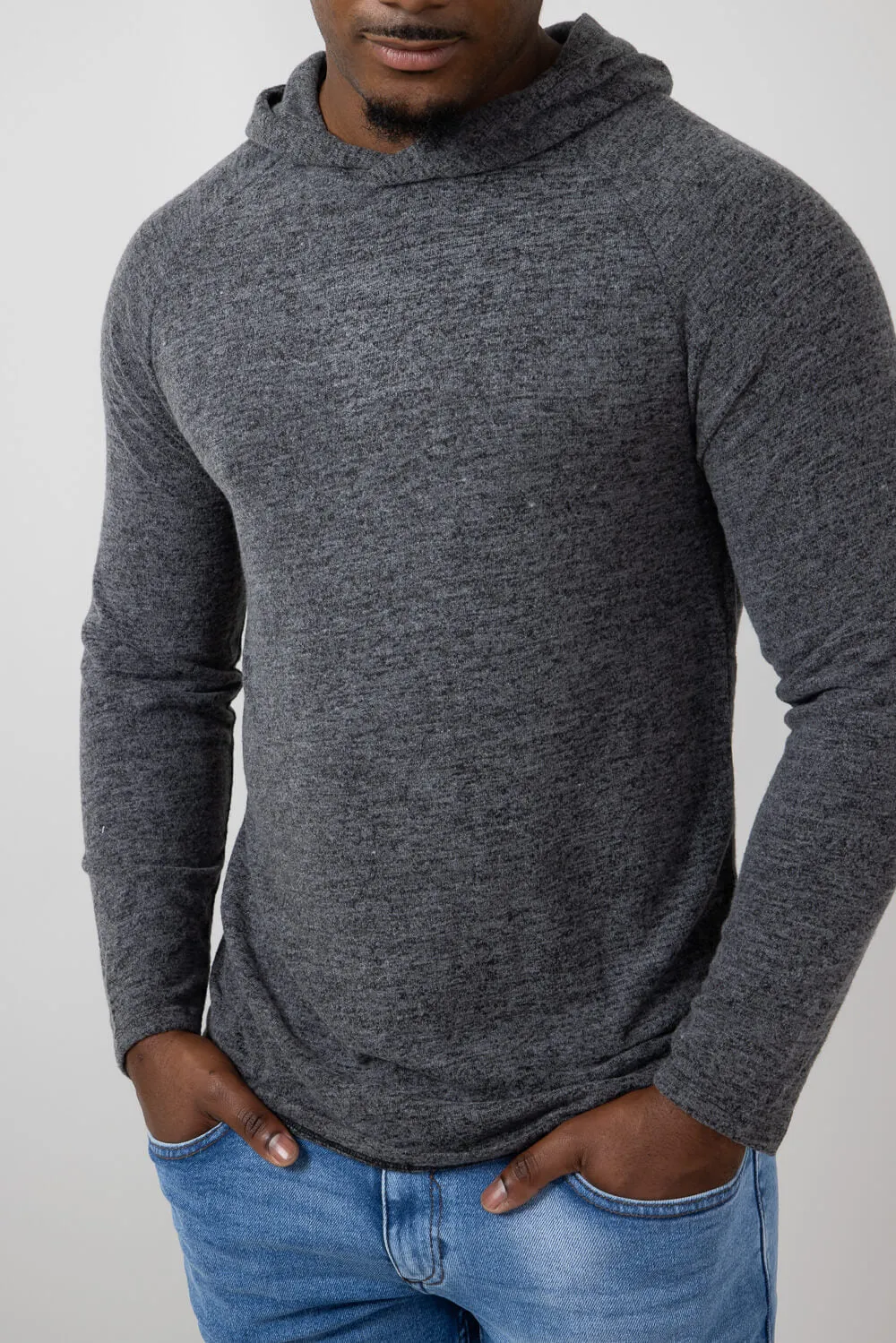 Civil Society Deswell Hooded Hacci Knit Shirt for Men in Dark Charcoal | MCLT-1421 DKCHAR