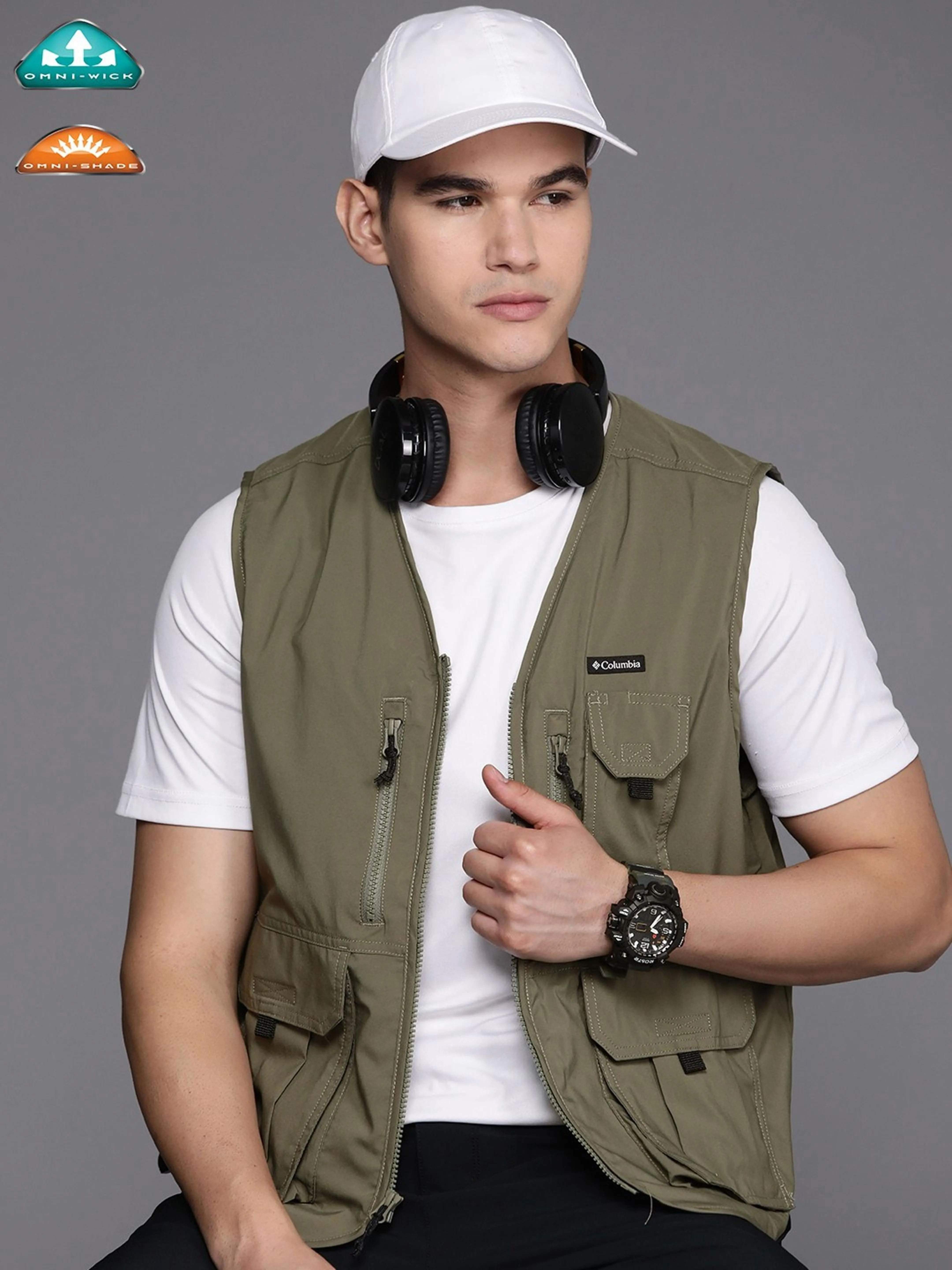 Columbia Men Green Omni-Wick Silver Ridge Utility Gillet