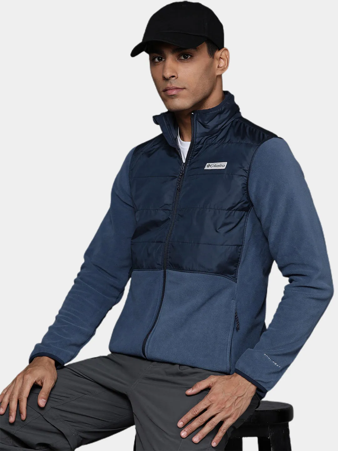 Columbia Men Navy Blue Omni-Heat Reflective Basin Butte Fleece Jacket