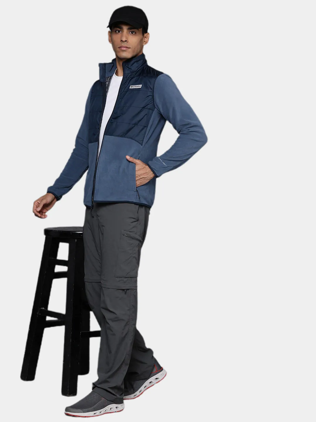 Columbia Men Navy Blue Omni-Heat Reflective Basin Butte Fleece Jacket
