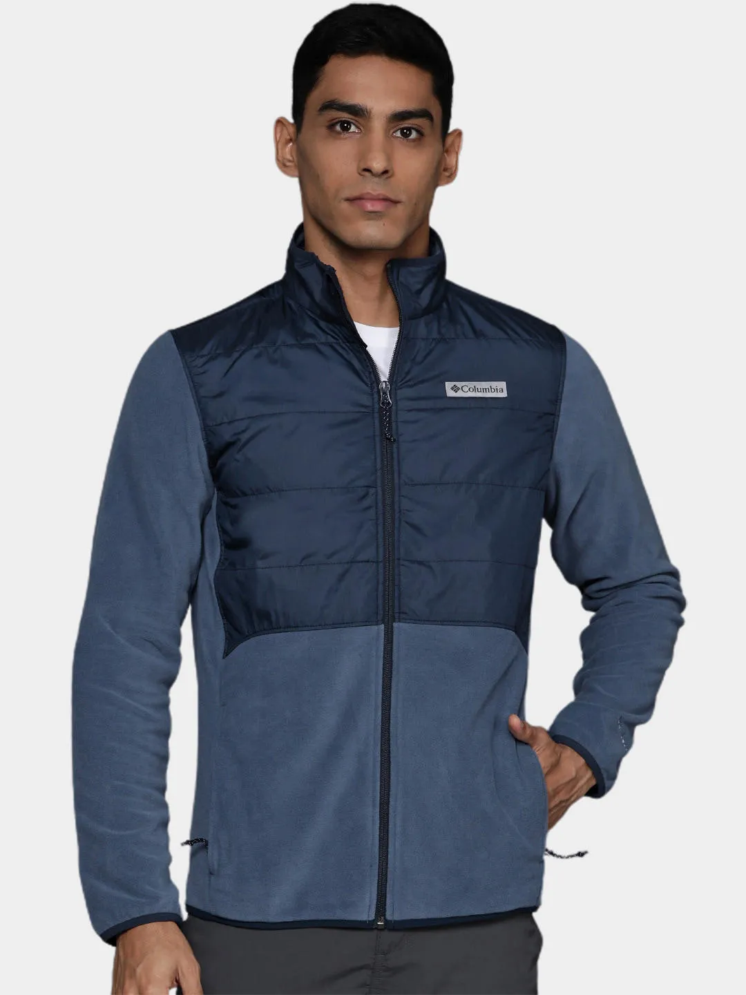 Columbia Men Navy Blue Omni-Heat Reflective Basin Butte Fleece Jacket