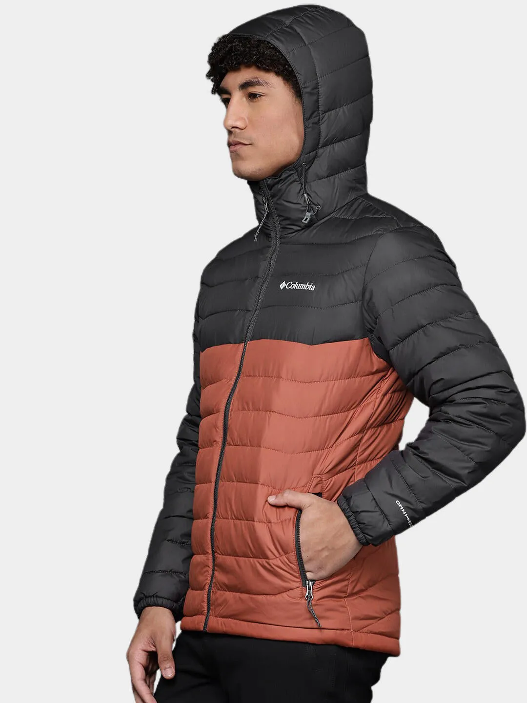 Columbia Men Orange Omni-Heat Reflective Powder Lite Hooded Jacket