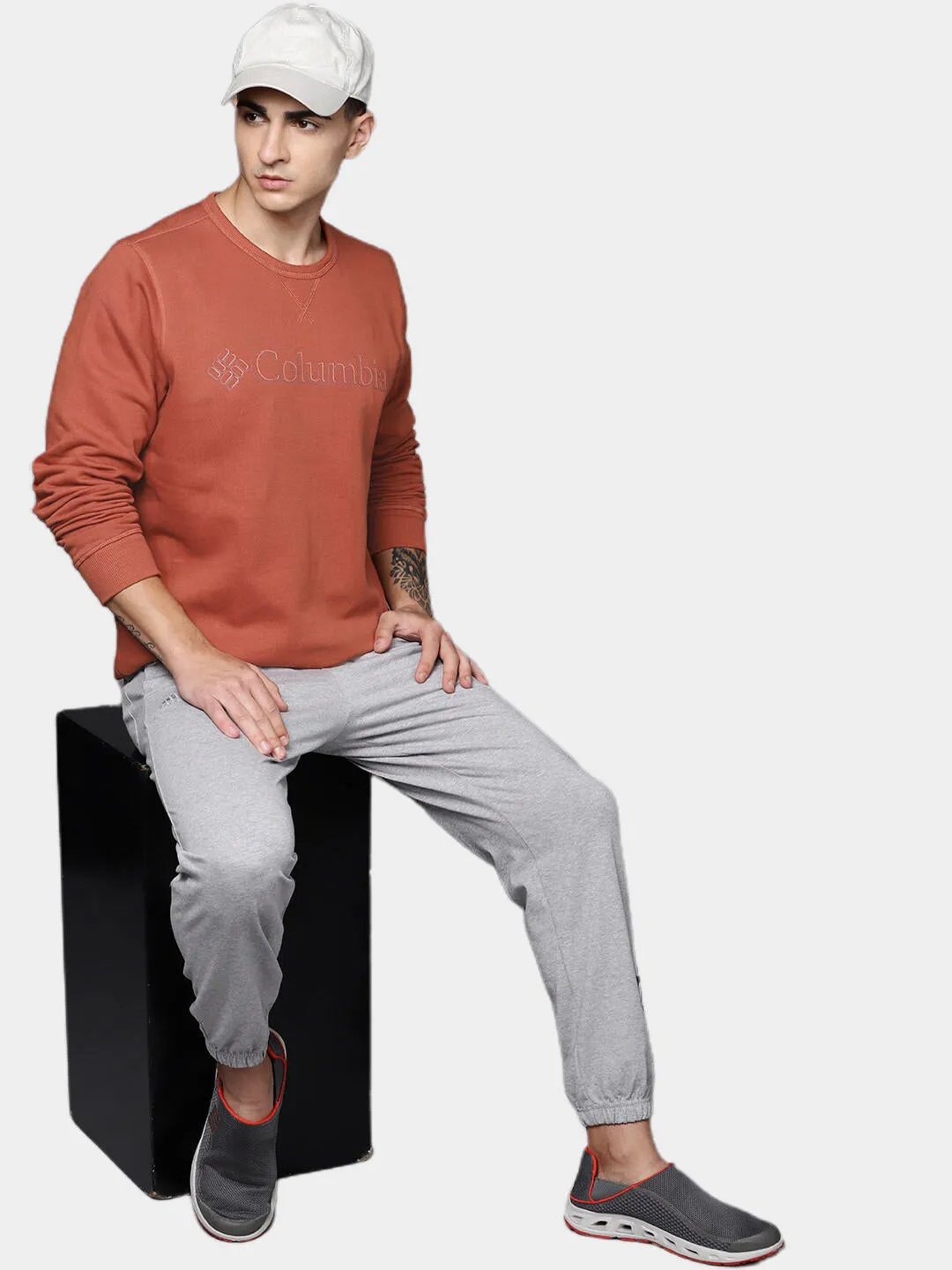 Columbia Men Orange Sun Protection M Logo Crew Pullover