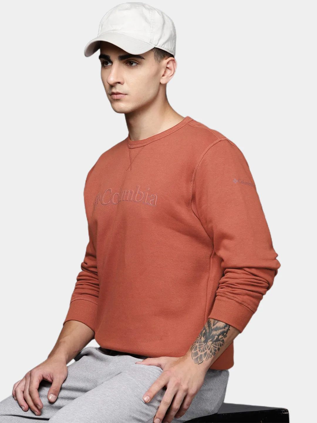 Columbia Men Orange Sun Protection M Logo Crew Pullover