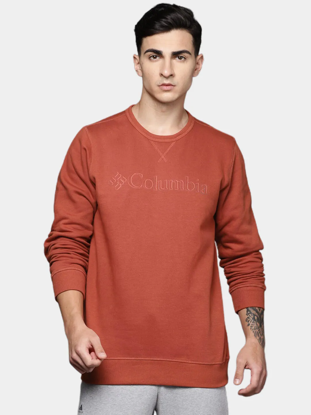 Columbia Men Orange Sun Protection M Logo Crew Pullover