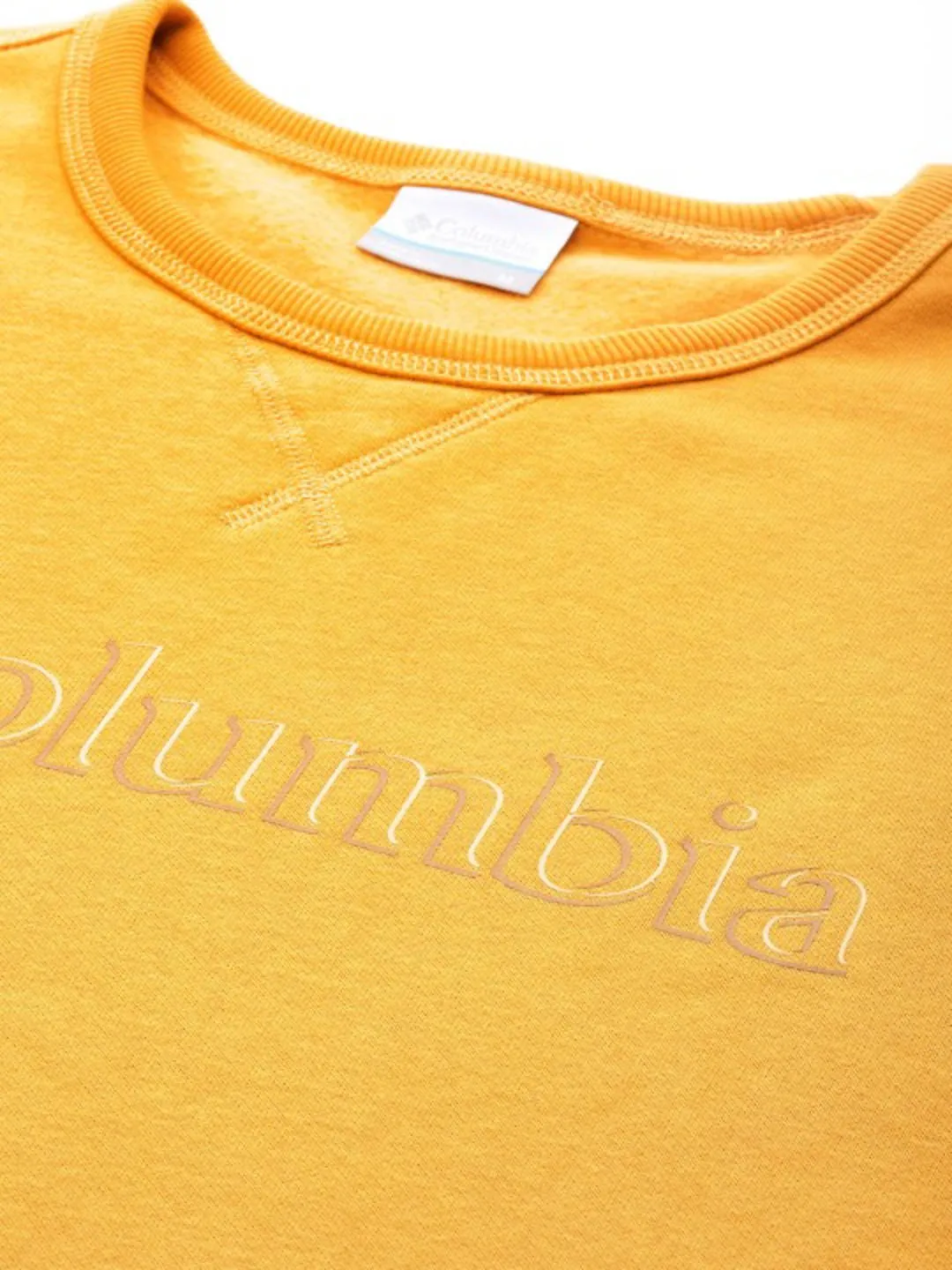Columbia Men Yellow Sun Protection M Logo Crew Pullover