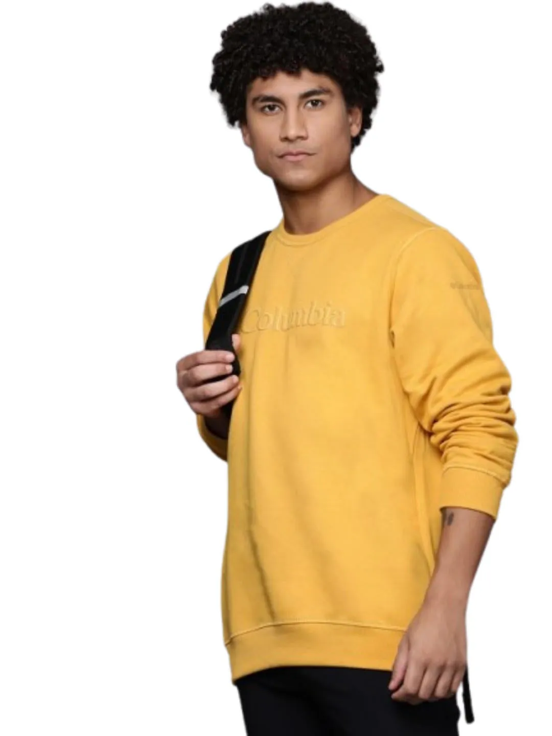 Columbia Men Yellow Sun Protection M Logo Crew Pullover