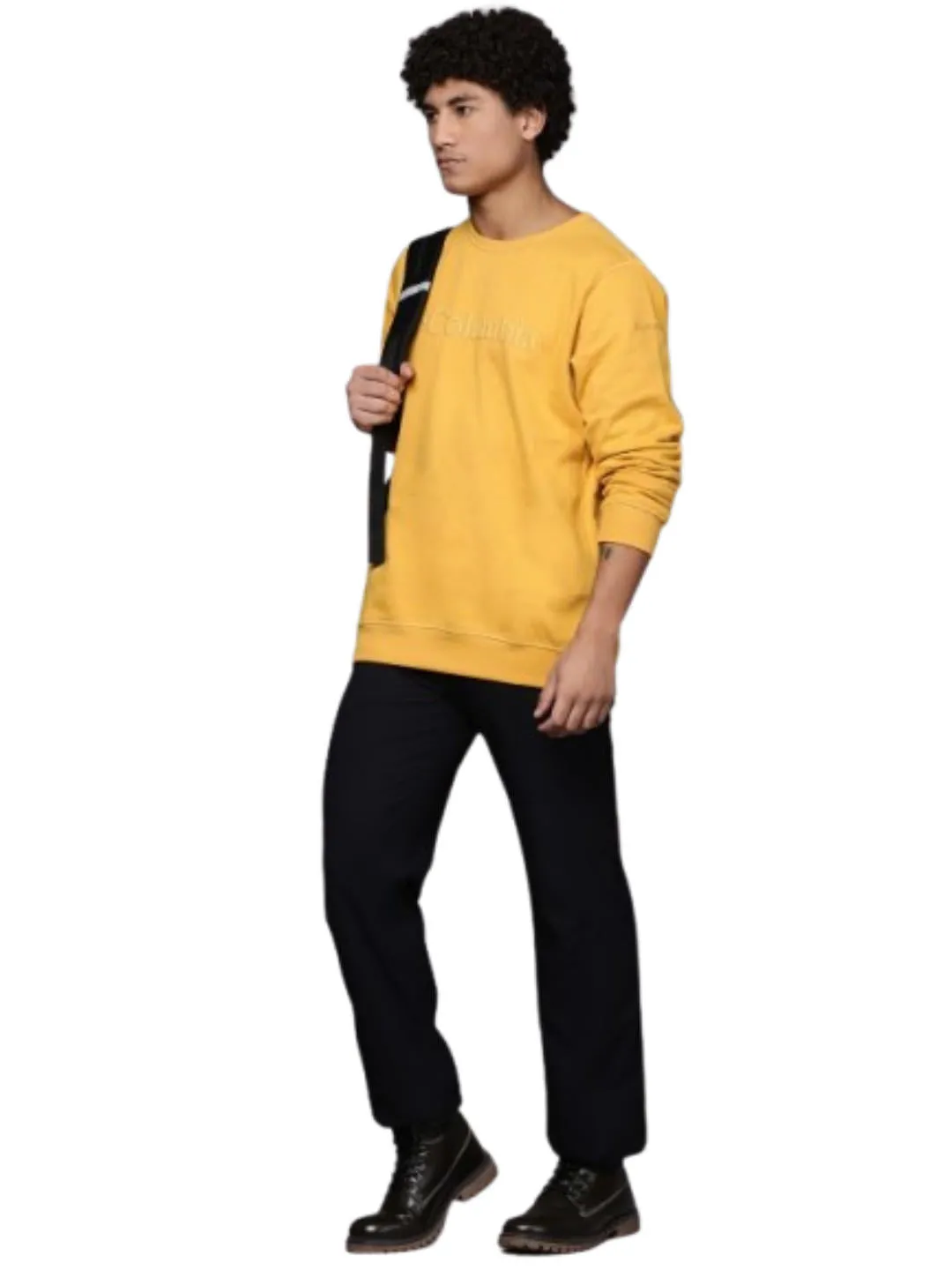 Columbia Men Yellow Sun Protection M Logo Crew Pullover