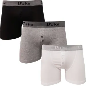 D555 Duke London Mens 3 Pack Driver Buttonfly Cotton Boxer Shorts - Assorted