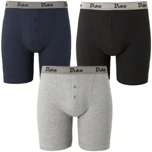 D555 Duke London Mens Big & Tall Kingsize Buttonfly Cotton Boxer Shorts - 3 Pack