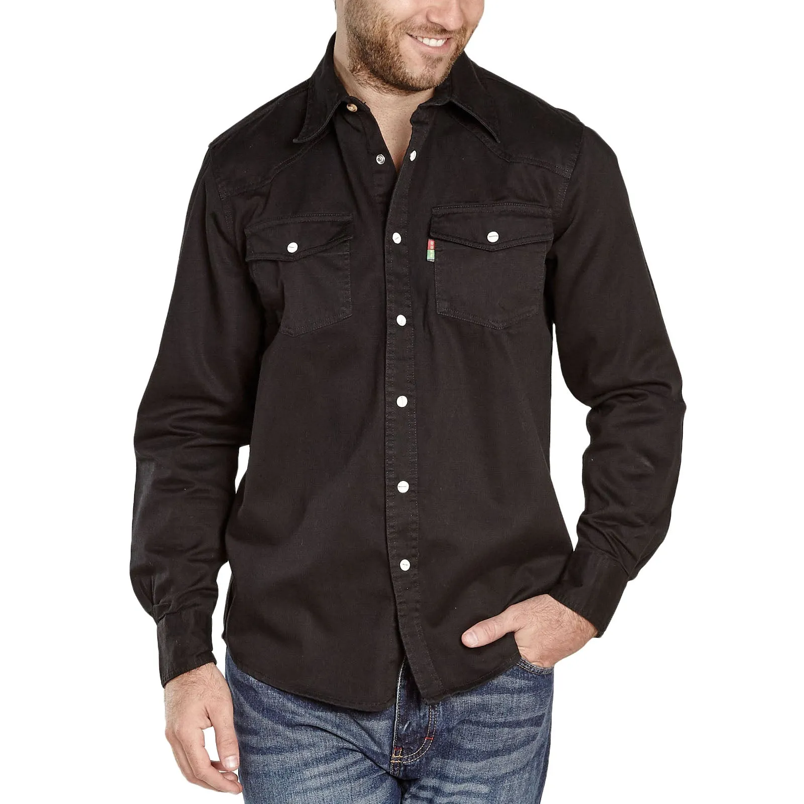 D555 Duke London Mens Western Style Denim Shirt