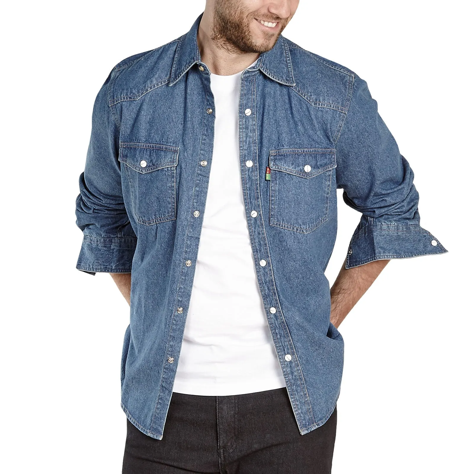D555 Duke London Mens Western Style Denim Shirt
