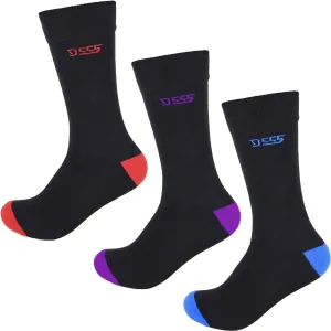 D555 Mens 3 Pack Phoenix Cotton Rich Luxury Single Grip Socks - Black/Multi