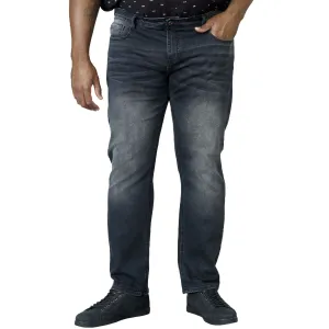 D555 Mens Benson Big & Tall Kingsize Tapered Fit Stretch Jeans - Grey Stonewash