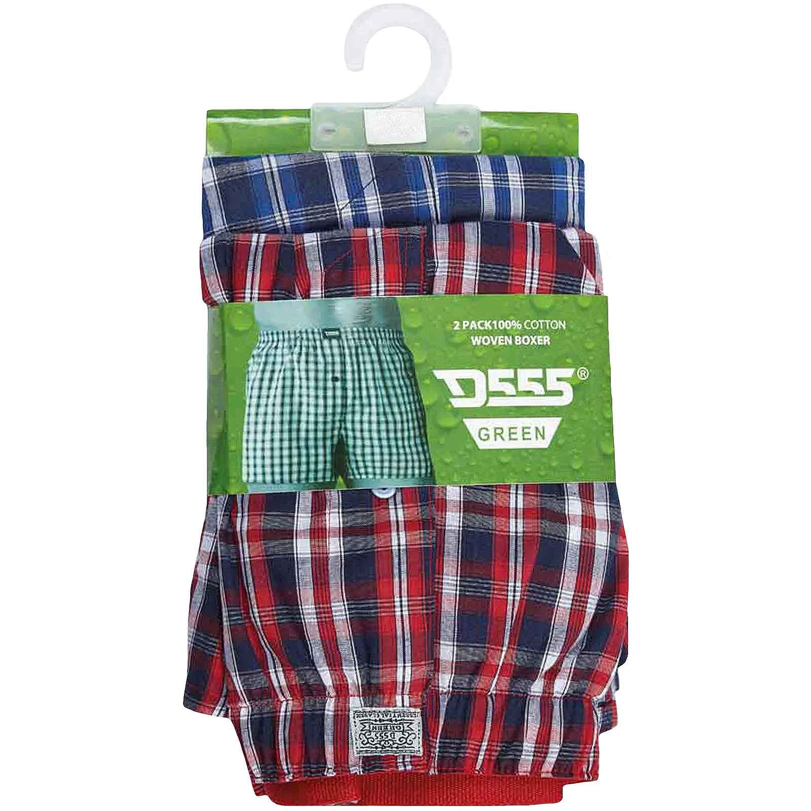 D555 Mens Big & Tall Kingsize Plaid Woven Boxer Shorts - Checkered - 2 Pack