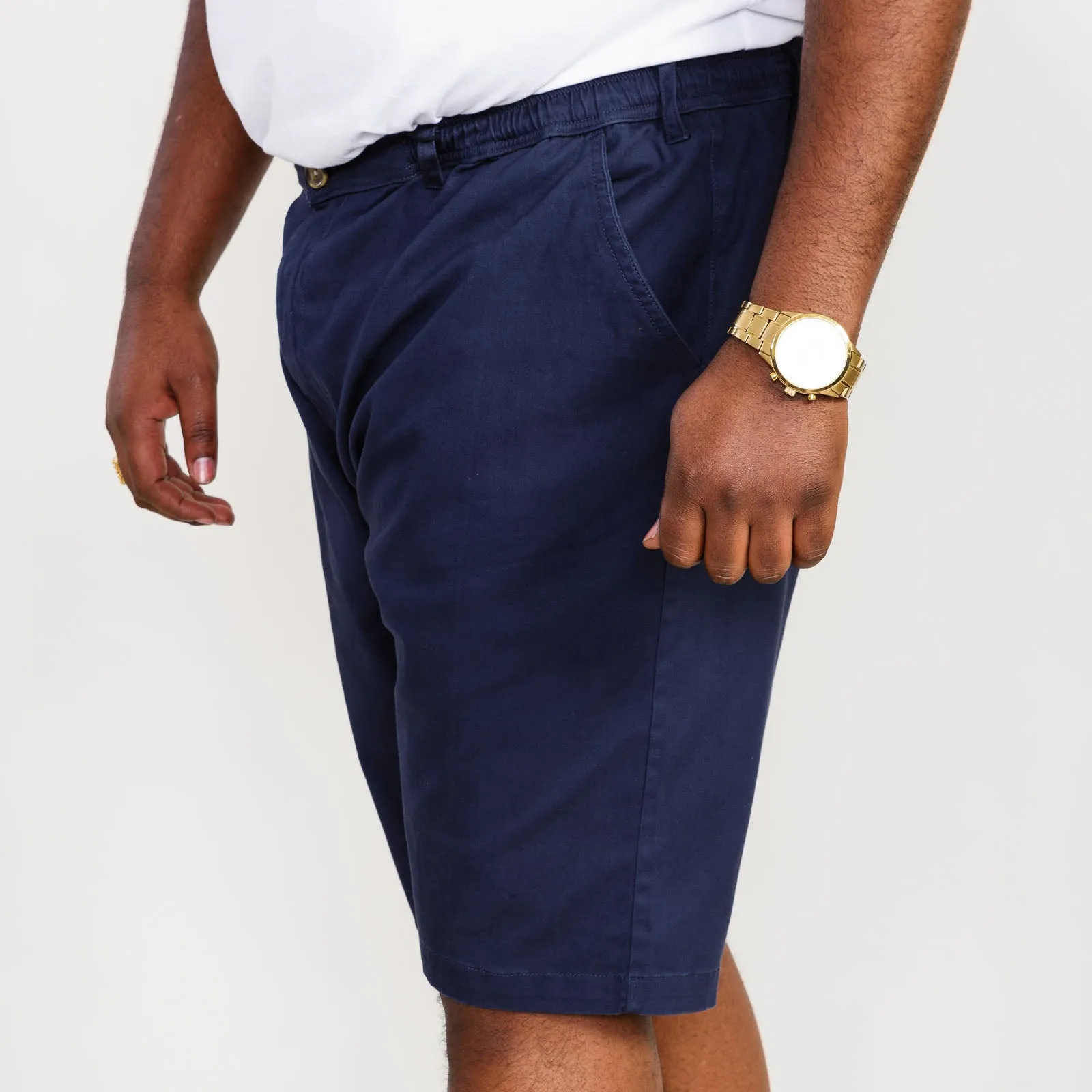 D555 Mens Butley Big & Tall Elasticated Stretch Shorts - Navy