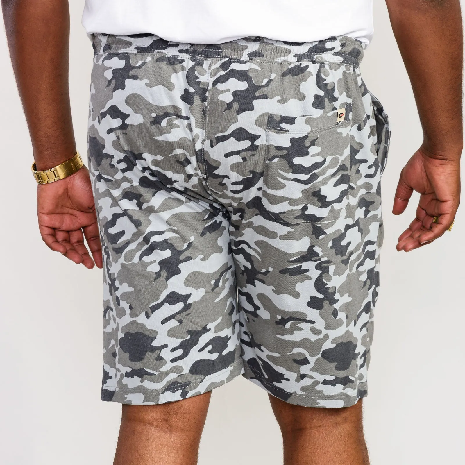 D555 Mens Carlton Big Tall Elasticated Jersey Sweatshorts - Camo
