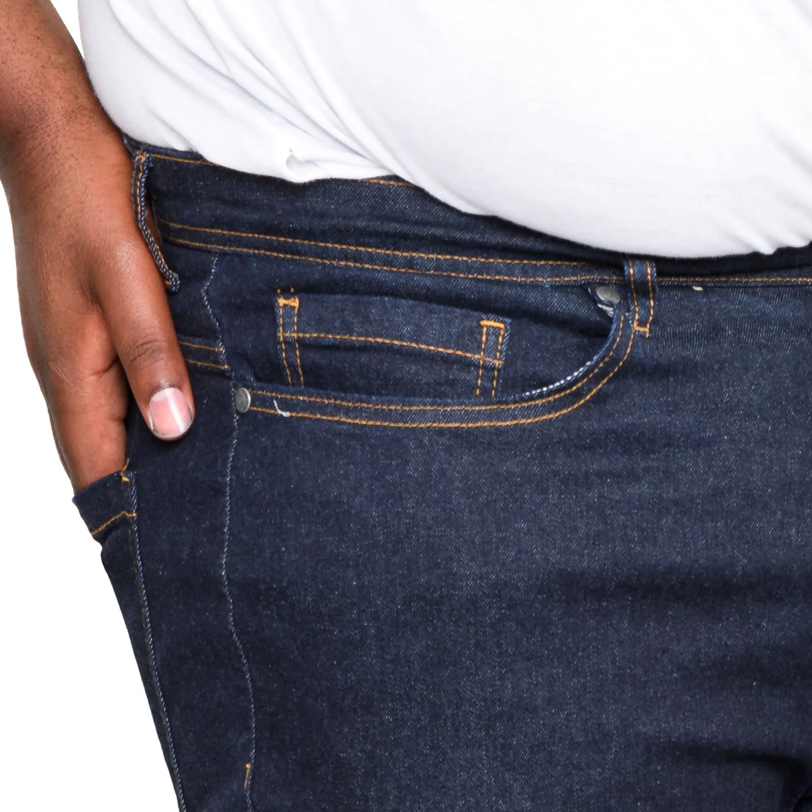 D555 Mens Cedric Big & Tall Kingsize Tapered Fit Stretch Jeans - Indigo