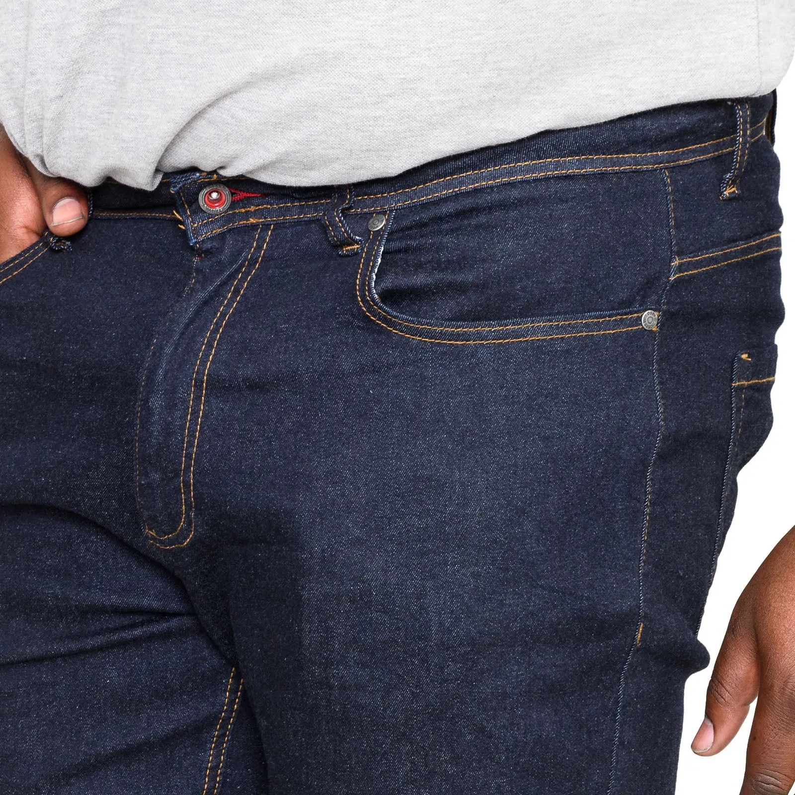D555 Mens Cedric Big & Tall Kingsize Tapered Fit Stretch Jeans - Indigo